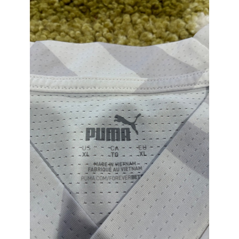 Puma Italy FIGC Soccer Jersey Mens XL White Grey Geometric DryCell Training Top - Picture 3 of 9